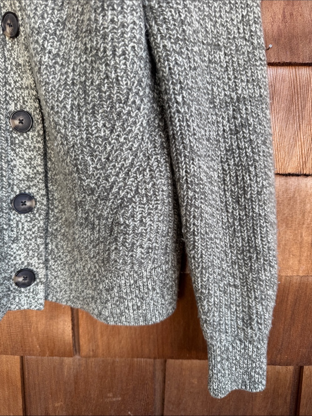Everlane Heather olive Chunky V-Neck Button Cardigan - Picture 5 of 7
